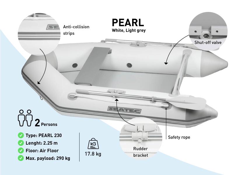 Купить SEATEC 56071 Надувная лодка PEARL 230 / надувной пол / 2 человека / 2,25 м 7ft.ru в интернет магазине Семь Футов