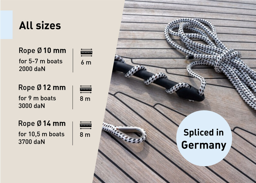 Купить GLEISTEIN 56019 BAVARIA - Швартовный трос / с швартовым компенсатором и коушем / белый/черный / Веревка-Ø: 14 мм 56019-bvs 7ft.ru в интернет магазине Семь Футов