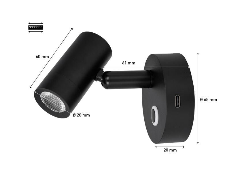 Купить SEATEC Светодиодная лампа для чтения с сенсорным переключателем и портом зарядки USB-C / черная 7ft.ru в интернет магазине Семь Футов