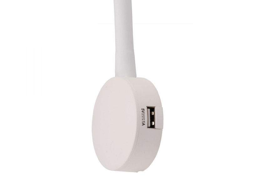 Купить Светодиодная лампа для чтения VOLOS с 2 USB-портами для зарядки / Белый 7ft.ru в интернет магазине Семь Футов