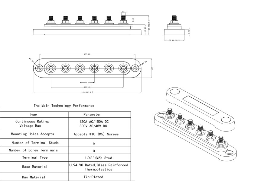 Купить SEATEC Busbar with Housing / 6x M6 / red 29734-bvs 7ft.ru в интернет магазине Семь Футов
