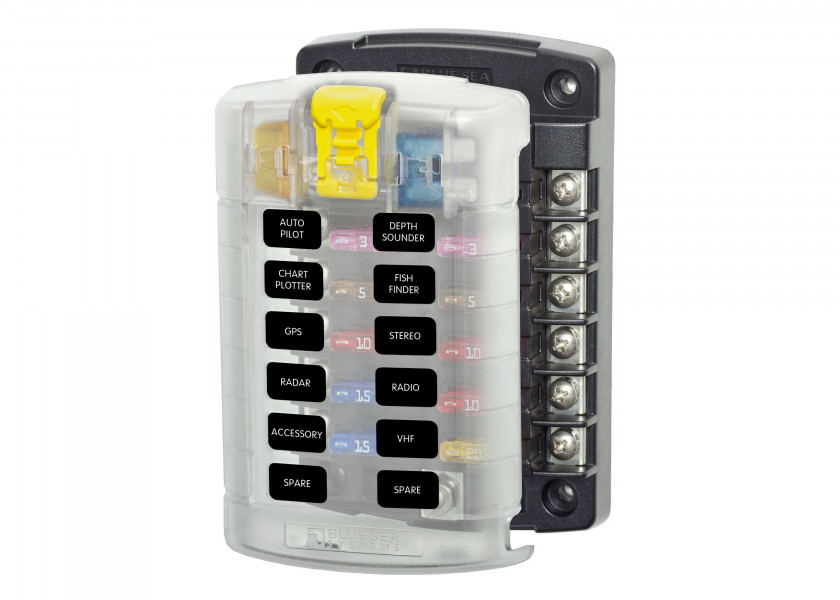 Купить Блок предохранителей ATO/ATC Blue Sea 5026 ST-Blade 30/100А 32В на 12 предохранителей с отрицательной шиной и крышкой 7ft.ru в интернет магазине Семь Футов