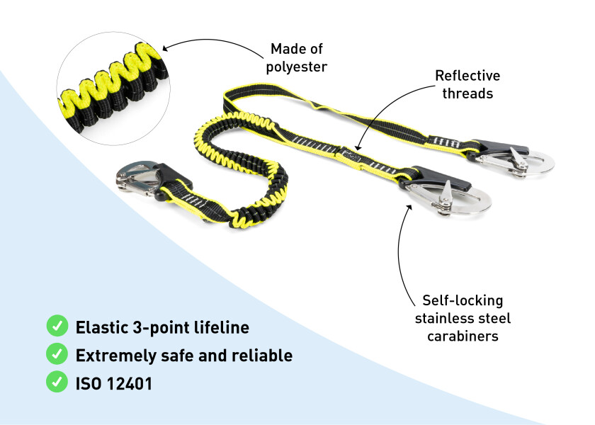 Купить Двойная страховочная стропа Plastimo 66865 2.5 м с тремя карабинами из нержавеющей стали черная 7ft.ru в интернет магазине Семь Футов