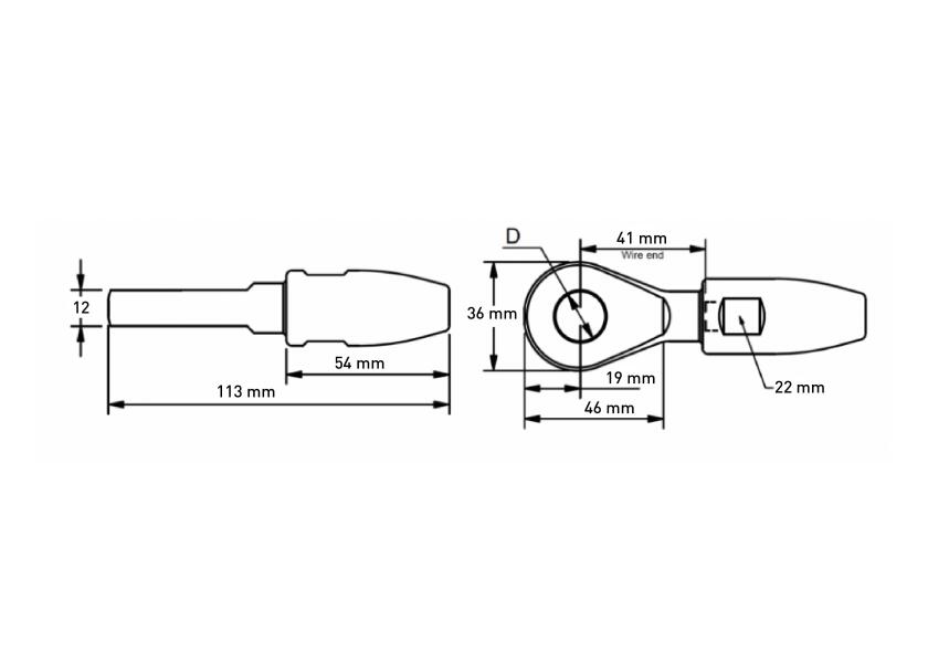 Купить Наконечник-обух Blue Wave SC820804 для троса Ø4мм 57x18x6мм 370/2200кг из нержавеющей стали AISI316 7ft.ru в интернет магазине Семь Футов