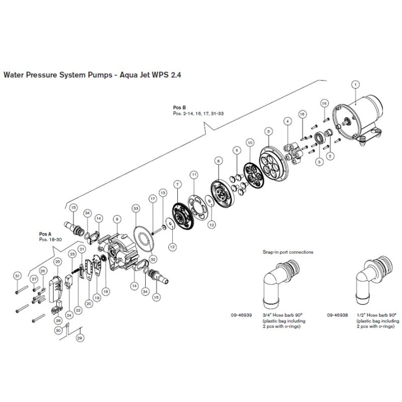 Купить Johnson Pump 09-47029 Pump kit complete Aqua Jet WPS 2.4 7ft.ru в интернет магазине Семь Футов