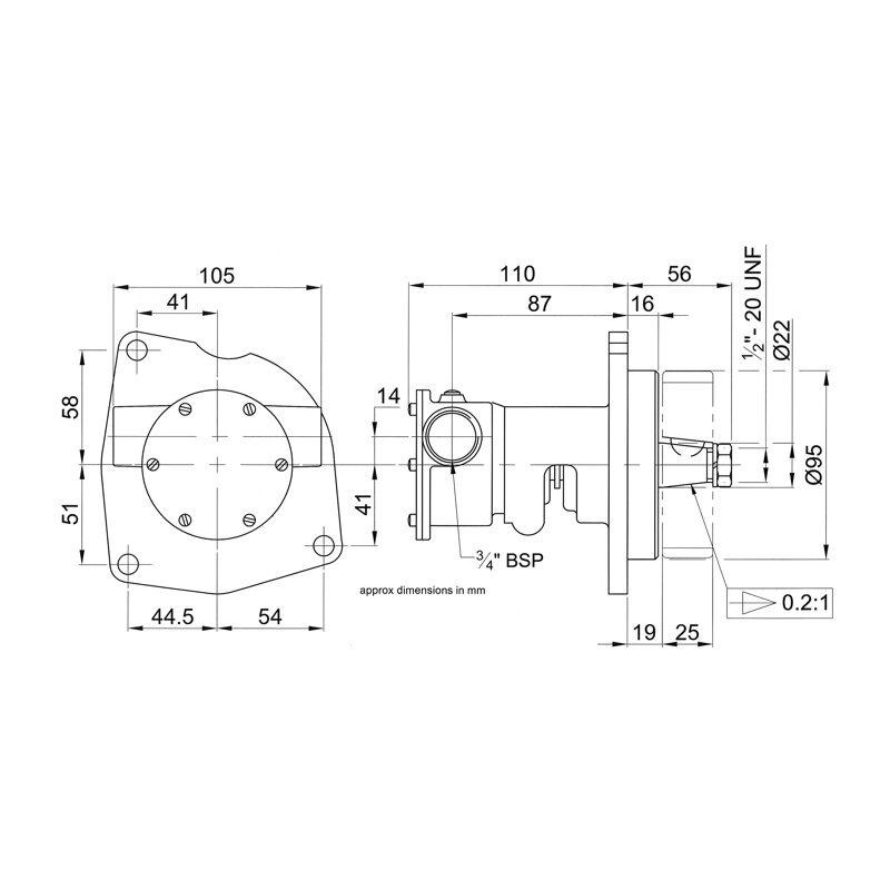 Купить Jabsco 10950-2401 Бронзовый насос, с фланцевым креплением, BG 040, 19 мм (3/4") BSP резьбовые порты, NEO 7ft.ru в интернет магазине Семь Футов