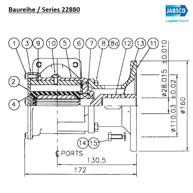 Купить Jabsco 22880-2003 Бронзовый импеллерный насос, насосная головка с фланцевым адаптером, размер 200, 1-1/2" BSP, 1/1, NIT 7ft.ru в интернет магазине Семь Футов