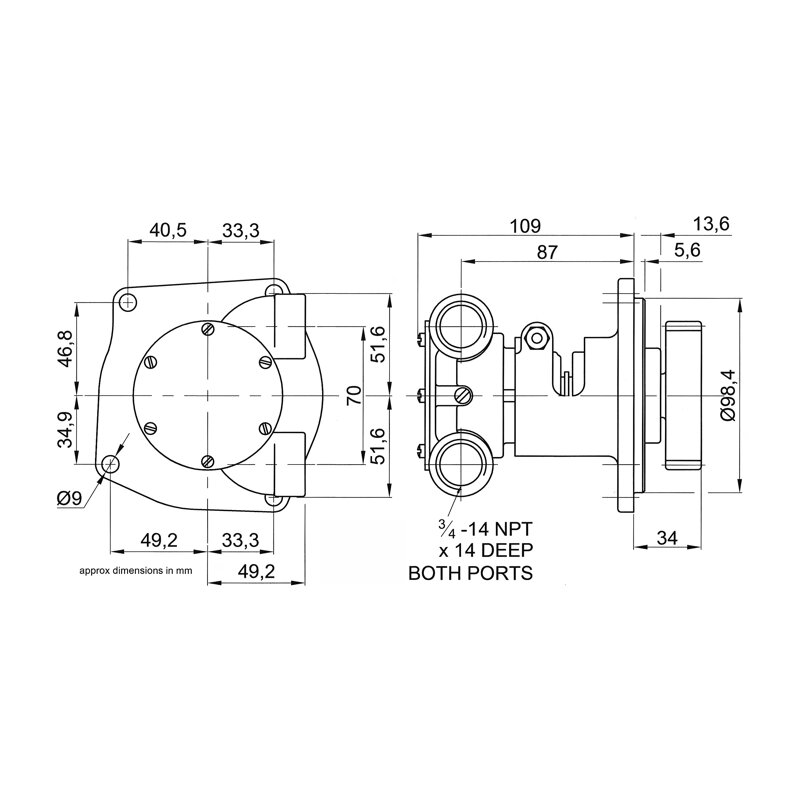 Купить Jabsco 10970 Бронзовый насос, корпус подшипника/фланцевый монтаж, 3/4" NPT, 1/1, NEO 7ft.ru в интернет магазине Семь Футов