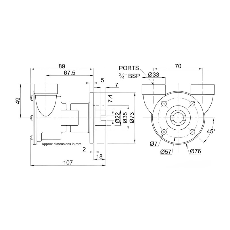Купить Jabsco 3270-200 Бронзовый насос, фланцевый, BG 040, 19 мм (3/4") резьбовые порты BSP, NEO 7ft.ru в интернет магазине Семь Футов