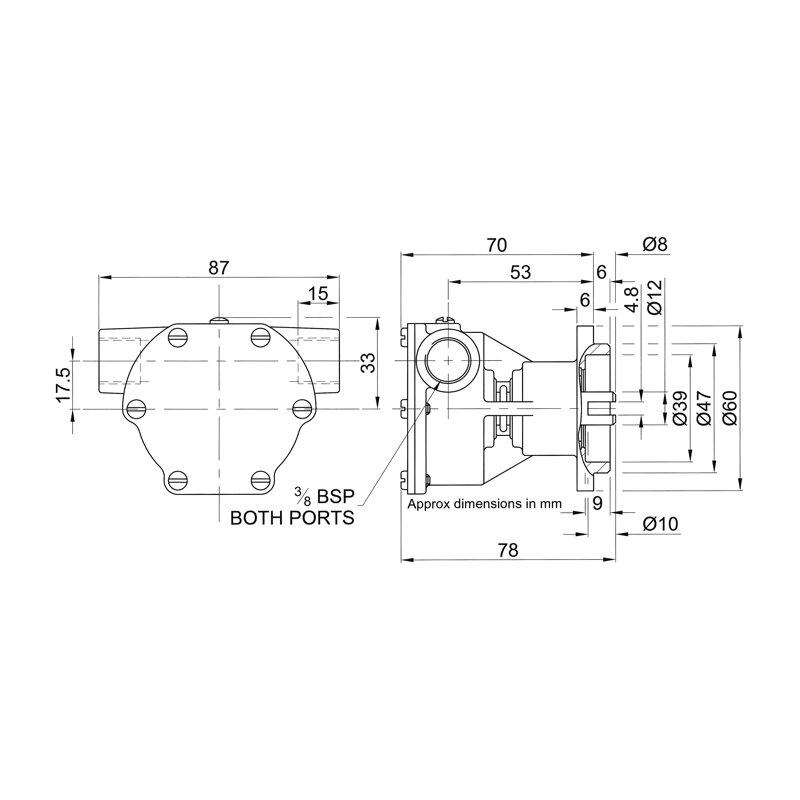 Купить Jabsco 29470-2231C Bronze Pump, flange-mounted, BG 020, 9,5mm (3/8") BSP threaded ports, NEO 7ft.ru в интернет магазине Семь Футов