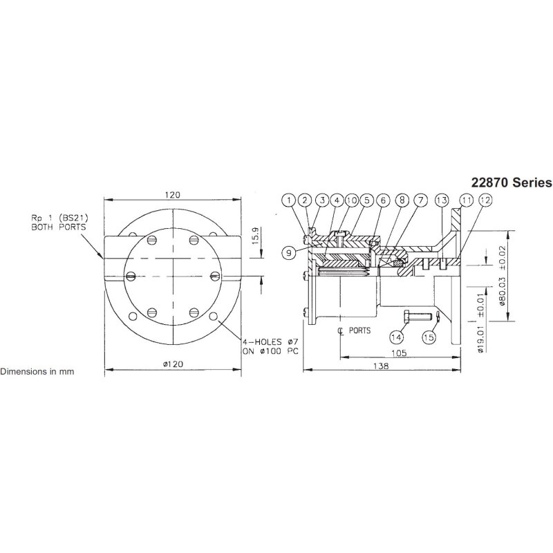 Купить Jabsco 22870-2003 Бронзовый импеллерный насос, головка насоса с фланцевым адаптером, размер 080, 1" BSP, 1/1, NIT 7ft.ru в интернет магазине Семь Футов