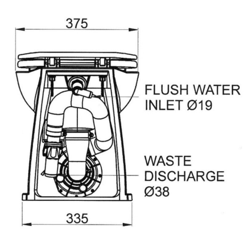 Купить Jabsco 58240-2012 Deluxe Flush WC с морской водой, 17" с вертикальной спинкой, 12В 7ft.ru в интернет магазине Семь Футов