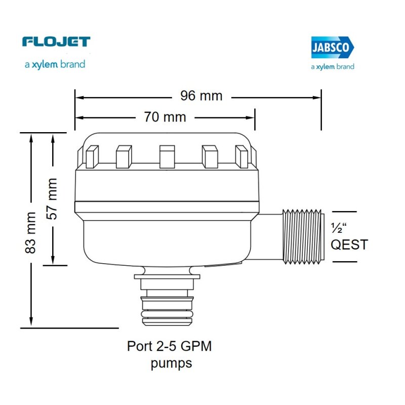 Купить Jabsco 46400-0014 Насосный фильтр-отстойник, 40 MESH (тонкий фильтр), встроенный порт для насоса (м) x 1/2" QEST, 90° 7ft.ru в интернет магазине Семь Футов