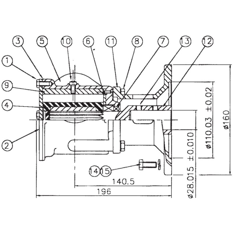 Купить Jabsco 53270-2013 Бронзовый импеллерный насос, насосная головка с фланцевым адаптером, размер 270, 2" BSP, 1/1, NIT 7ft.ru в интернет магазине Семь Футов