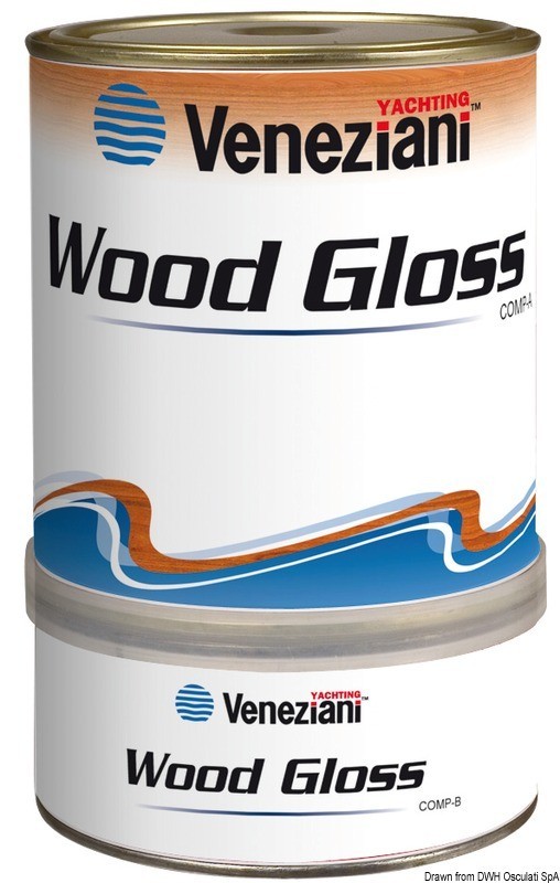 Купить Двухкомпонентный лак для дерева прозрачный Veneziani Wood Gloss 19 м2/л 0,75 л, Osculati 65.016.00 7ft.ru в интернет магазине Семь Футов