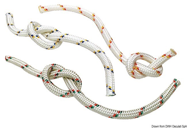 Купить Трос двойного плетения белый с красно-зеленой сигнальной прядью 200 м диаметр 8 мм, Osculati 06.456.08 7ft.ru в интернет магазине Семь Футов