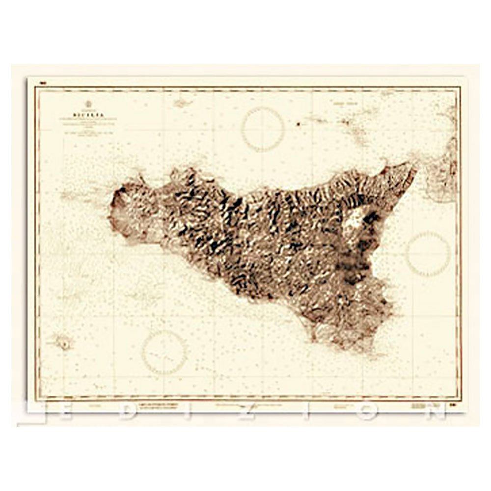 Istituto idrografico 100230 Историческая Сицилия Isla карта Золотистый White 75 x 92 cm 