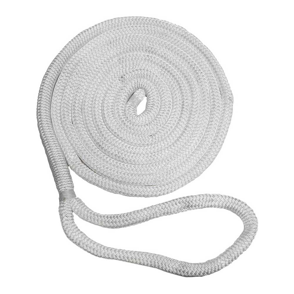 New england ropes 325-50502000015 4.57 m Двойной плетеный док-трос Серый White 15.9 mm