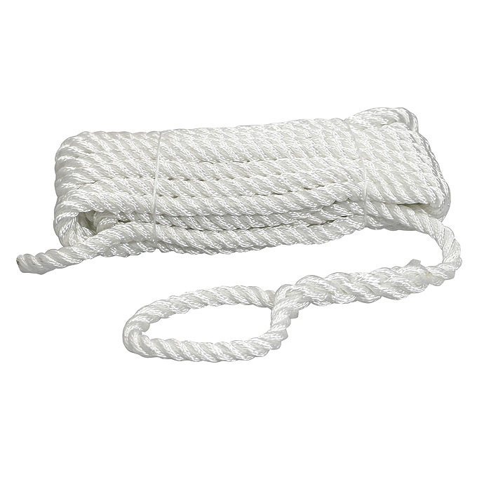 Трос швартовый с огоном Santong Rope STMLW03 Ø14ммx10м из белого полиэстера 3-прядного плетения