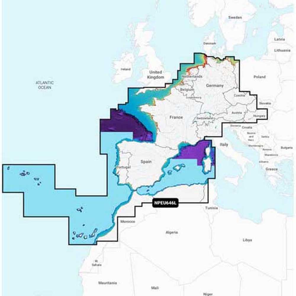 Garmin 010-C1354-40 Центральная и Западная Европа Navionics+™ Морские карты Бесцветный