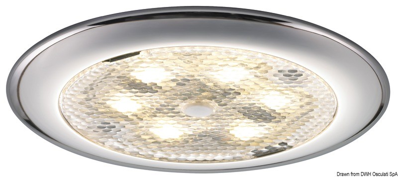 Накладной LED светильник Procion 12/24В 1.2Вт 110/80Лм накладка из нержавеющей стали без выключателя, Osculati 13.441.11