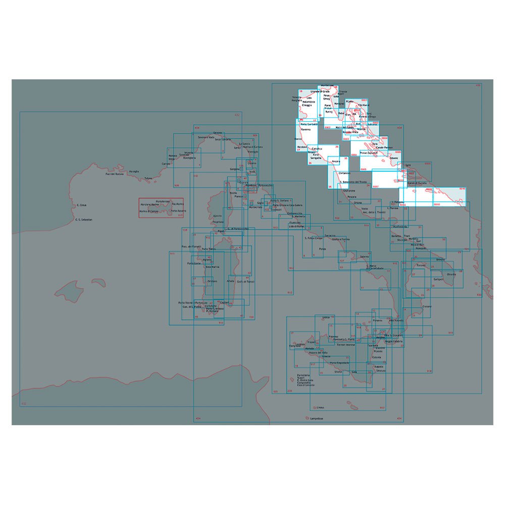 Istituto idrografico 100037 Pesaro-Po Di Goro Морские карты Бесцветный