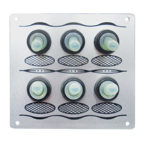 Панель выключателей влагозащищенная из алюминия TMC 03538 12 В 96 х 107 х 2 мм 6 выключателей