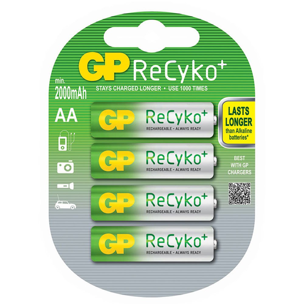 Gp 38426 Recyko+ R6 AA 2000mAh Аккумуляторная батарея 4 единицы Зеленый Green / White