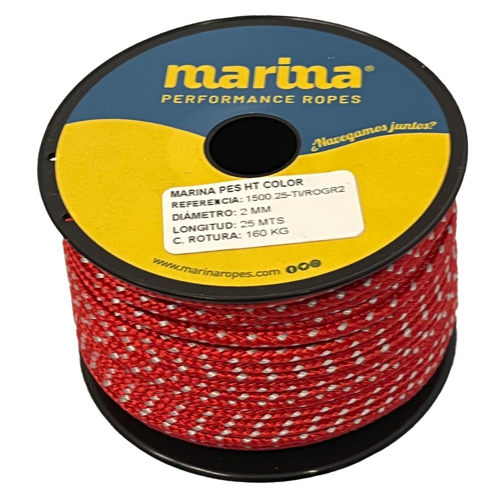 Marina performance ropes 1500.25/ROGR3 Marina Pes HT Color 25 m Двойная плетеная веревка Золотистый Red /Grey 3 mm 