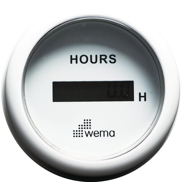 Счетчик моточасов с ЖК-дисплеем белый Wema ICUR-WW 110352 12/24 В 52 мм