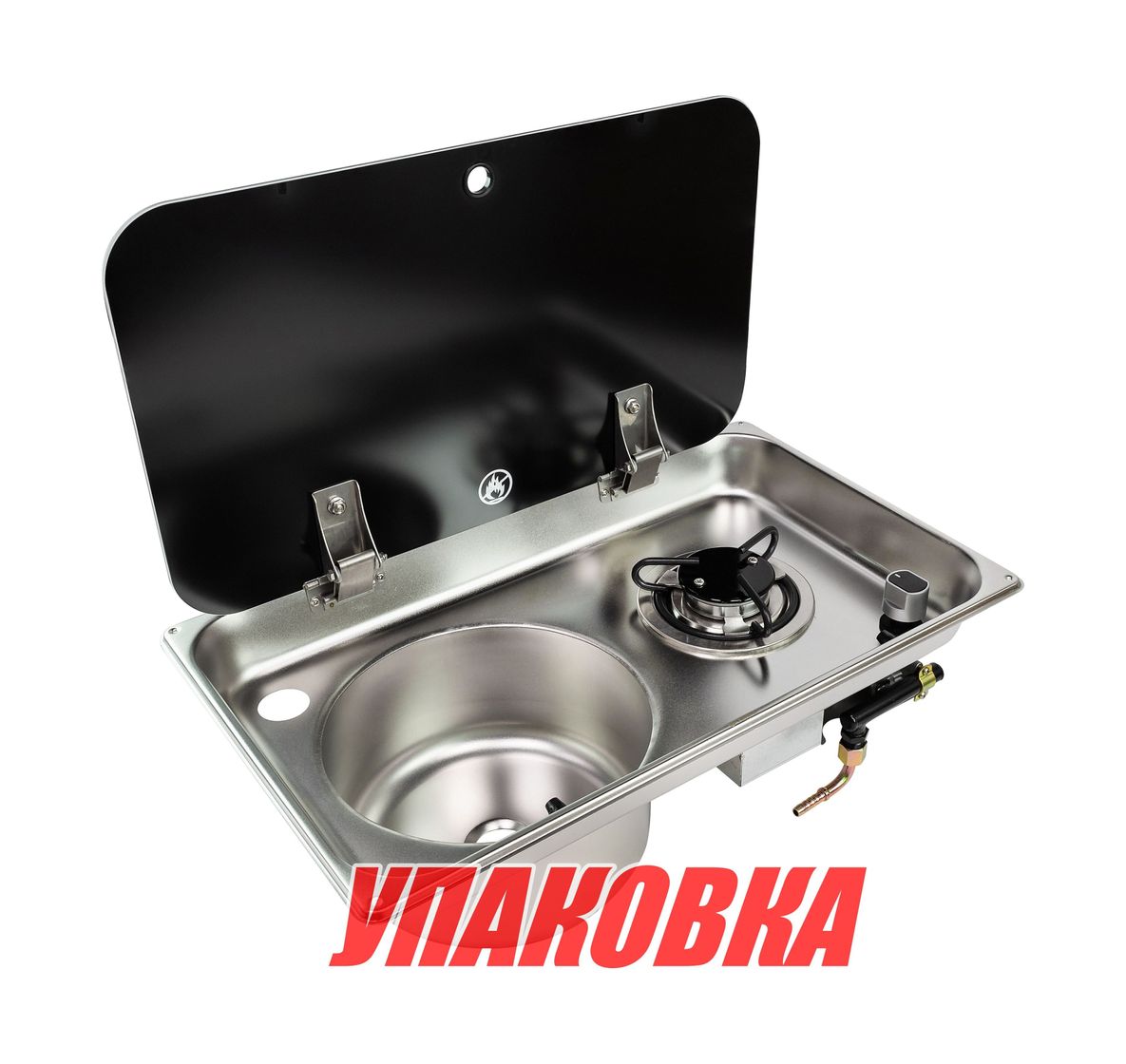 Купить Плита газовая с круглой мойкой, стеклянная крышка, Marine Rocket (упаковка из 2 шт.) MR902SGSS_pkg_2 7ft.ru в интернет магазине Семь Футов