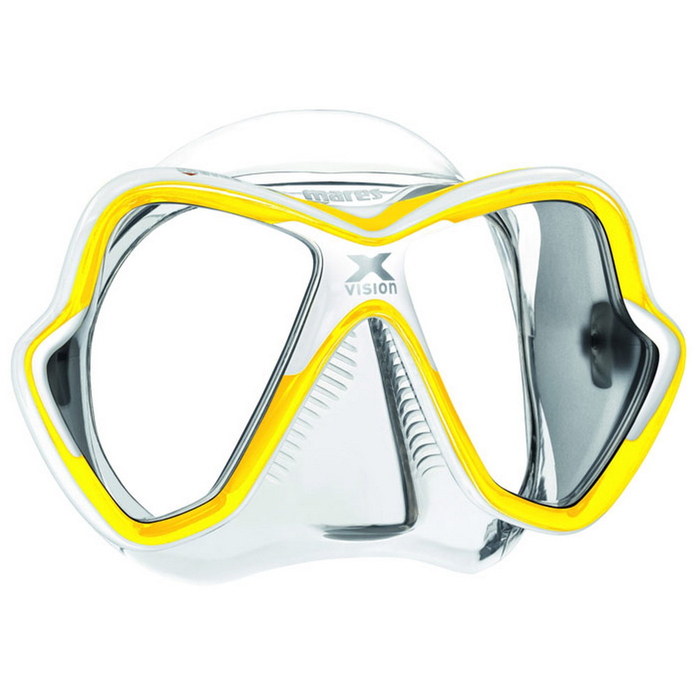 Маска для плавания двухлинзовая из бисиликона Mares X-Vision LiquidSkin 411044 2014 прозрачно-белый/желто-белый