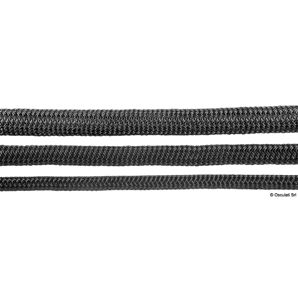 Швартовый канат Megayacht двойного плетения из чёрного полиэстера 40 м диаметр 44 мм, Osculati 06.471.06
