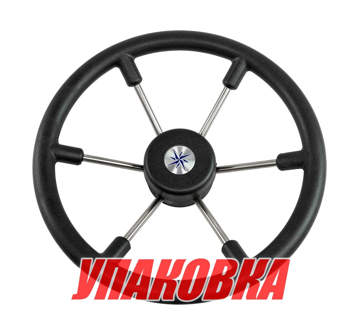 Рулевое колесо LEADER TANEGUM черный обод серебряные спицы д. 360 мм (упаковка из 6 шт.) Volanti Luisi VN7360-01_pkg_6
