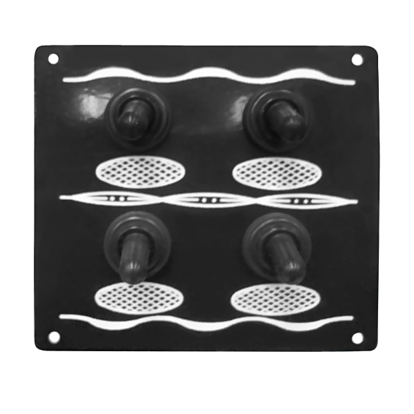 Панель выключателей из алюминия TMC 03507-В 12 В 96 х 107 х 2 мм 4 выключателей 