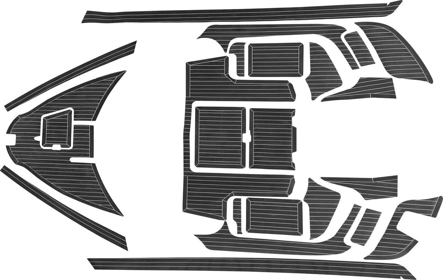 Купить Комплект палубного покрытия для Yamaha CR-27, тик черный, белая полоса, с обкладкой, Marine Rocket teak_CR27_black_2 7ft.ru в интернет магазине Семь Футов