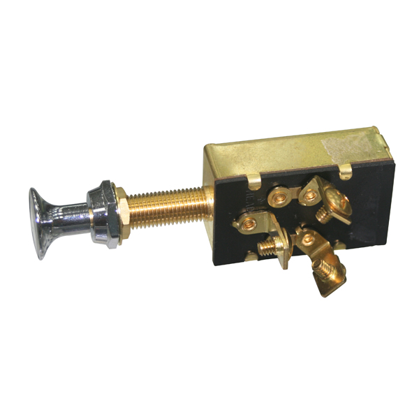 Штоковый выключатель из бронзы TMC 041 12 В 20 А ON-OFF-ON 3 контакта 9,5 х 30 мм