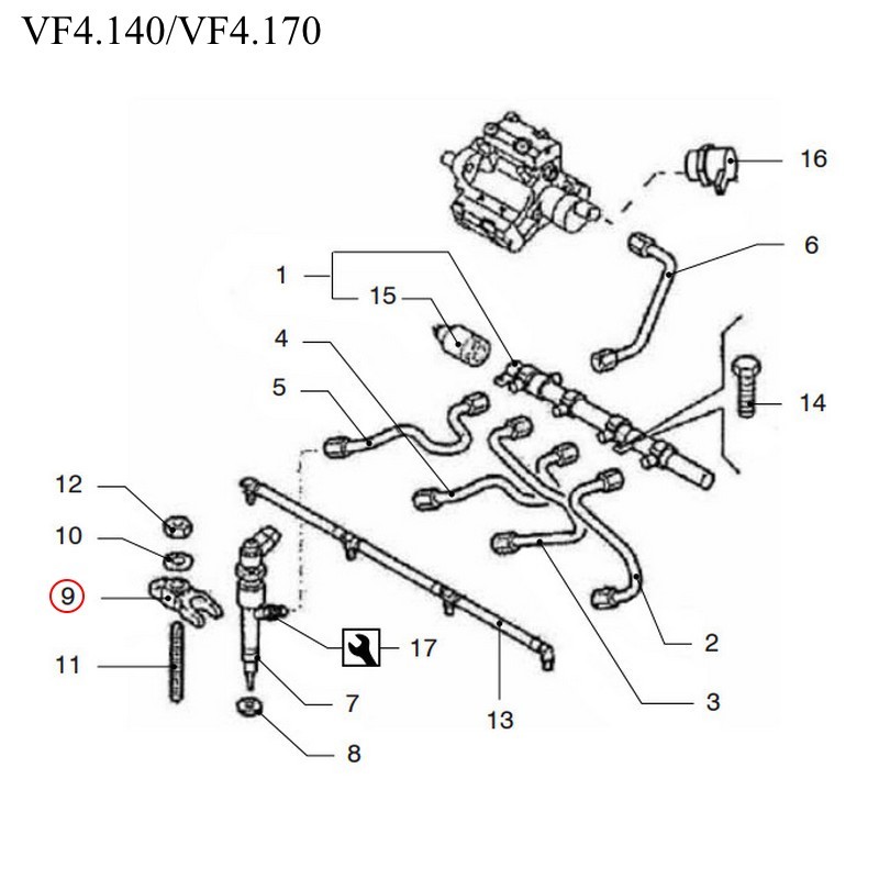 Зажим форсунки Vetus VFP01188 для двигателей VF4.140/VF4.170/VF5.220/VF5.250