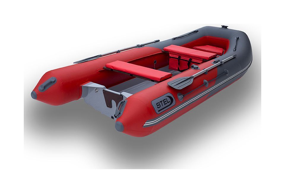 Купить Лодка РИБ (RIB) STEL R-420, графит/красный, накладки на рундук и банки, защита киля, корпус серый СТЕЛ RIBST420_G/R_NZ 7ft.ru в интернет магазине Семь Футов