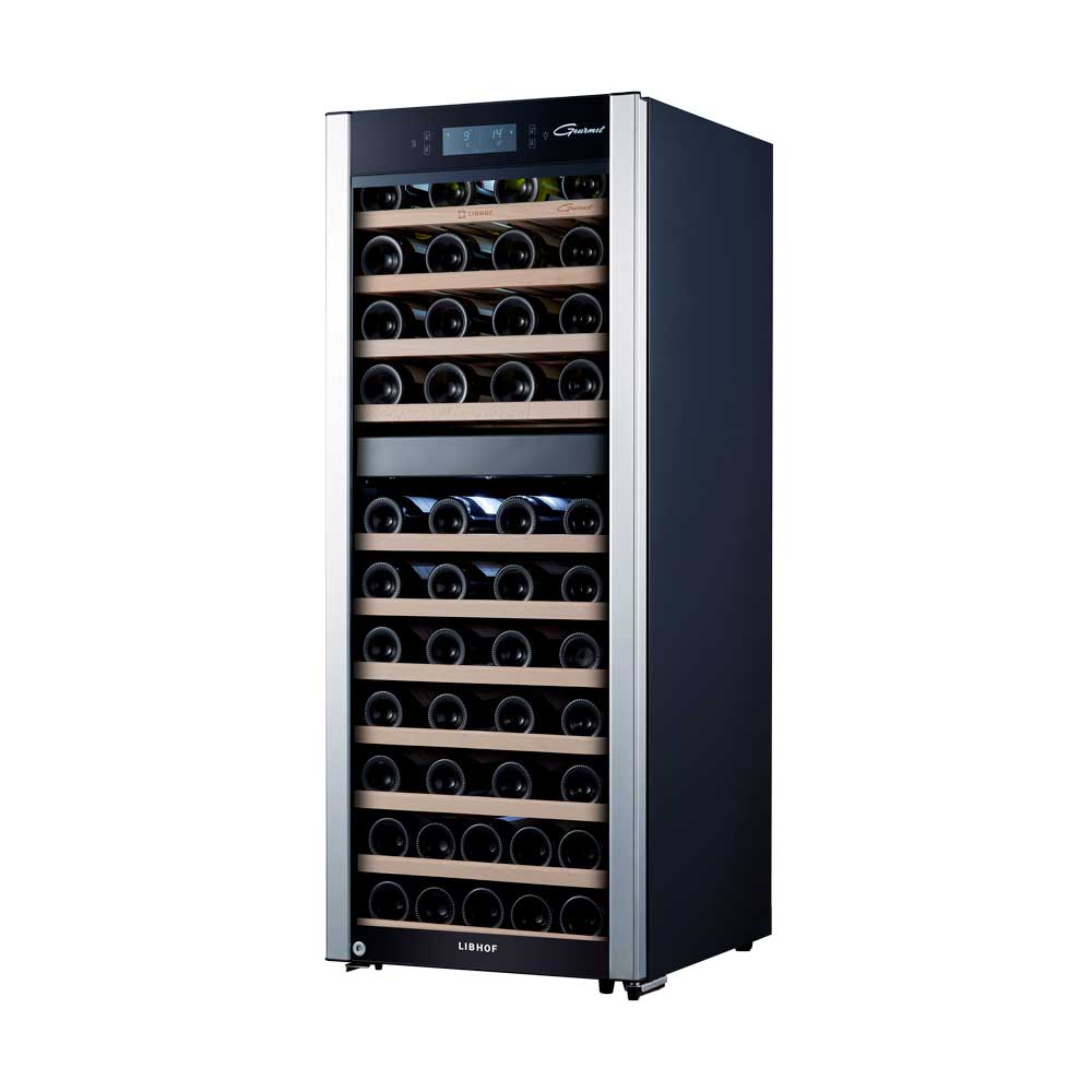 Винный шкаф двухзонный отдельностоящий Libhof Gourmet GPD-73 Premium 495х580х1275мм на 73 бутылки компрессорный черный с белой подсветкой с угольным фильтром