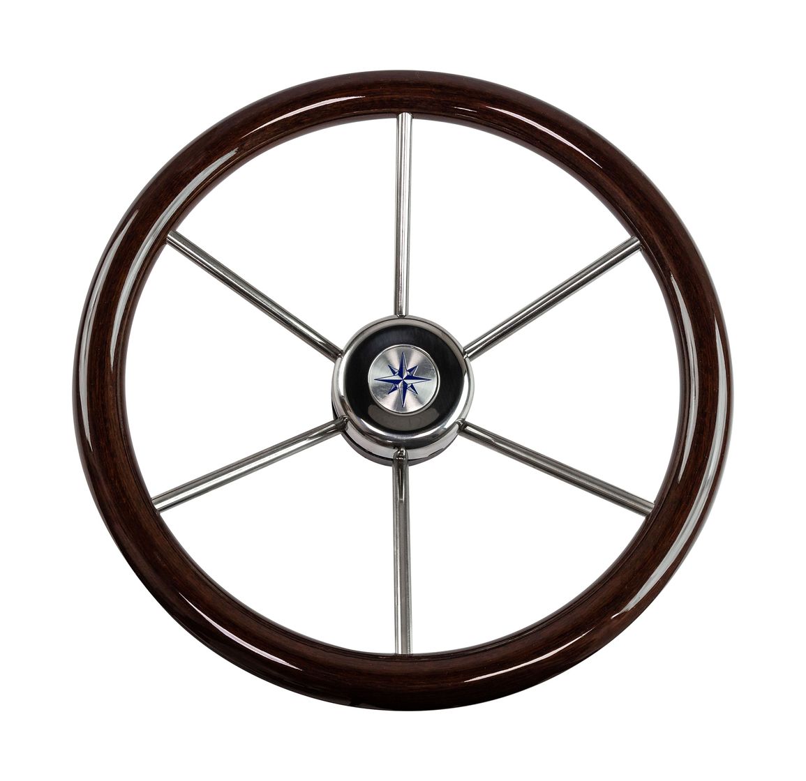 Рулевое колесо LEADER WOOD деревянный обод серебряные спицы д. 390 мм Volanti Luisi VN7390-33