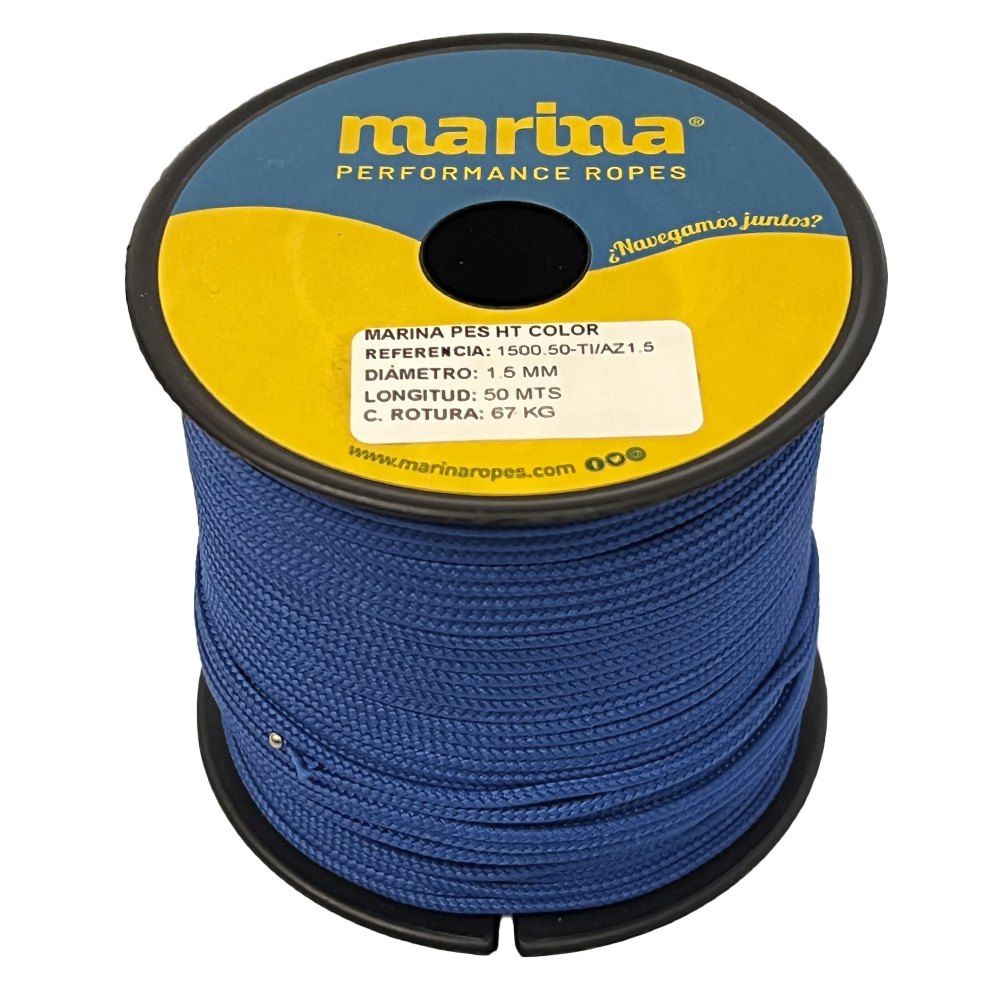 Marina performance ropes 1500.50/AZ2 Marina Pes HT Color 50 m Двойная плетеная веревка Золотистый Blue 2 mm 