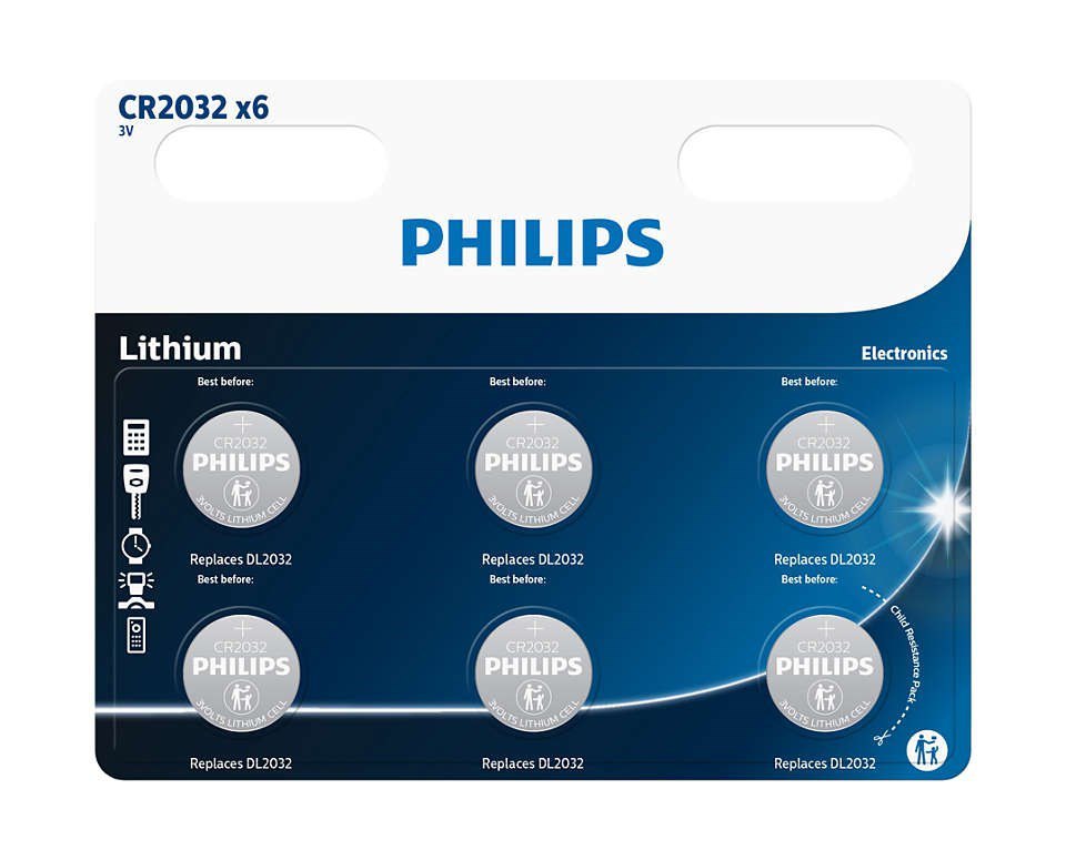 Philips Cr2032 Литиевые батареи 3в пакет 3 Черный