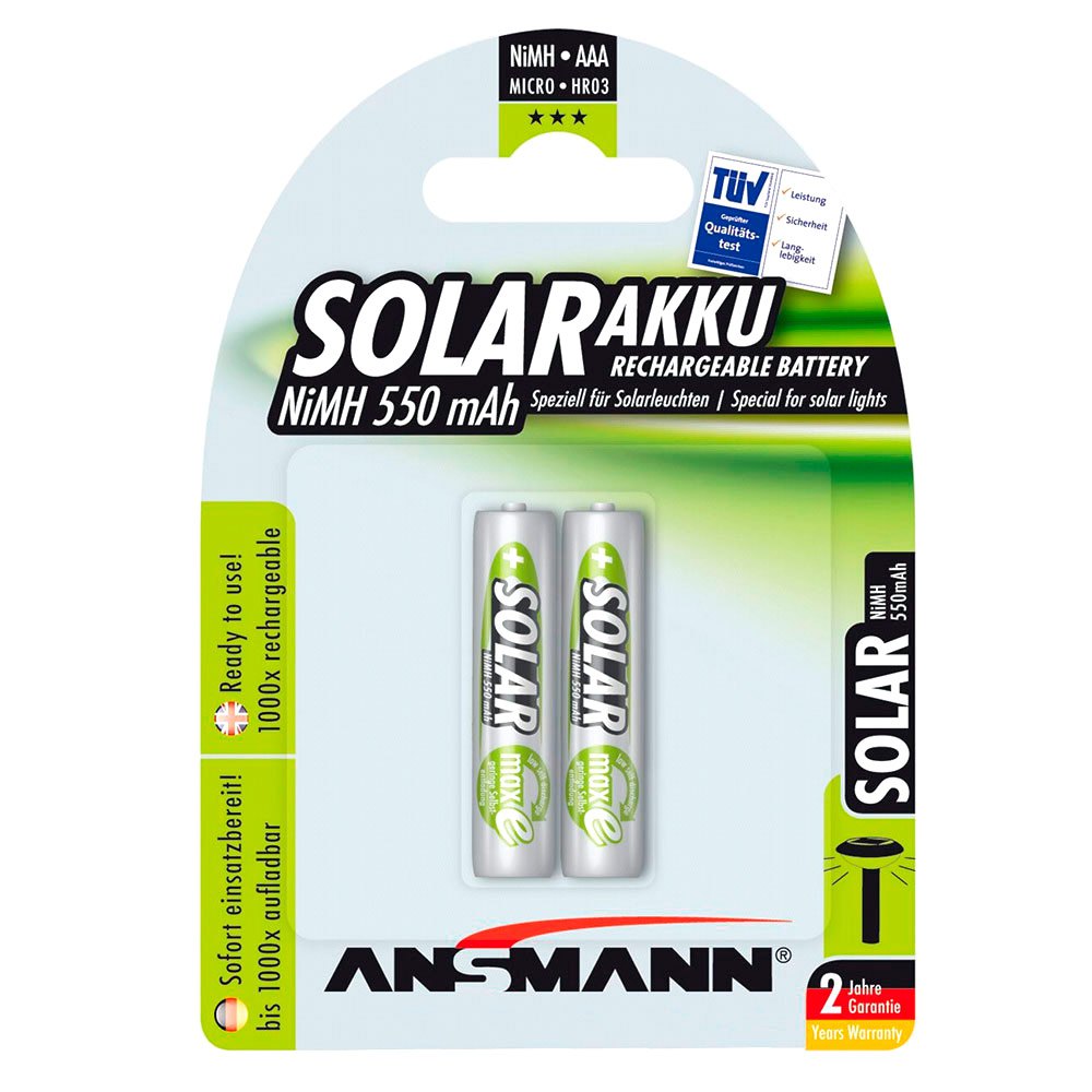 Ansmann 1311-0001 Micro AAA 550mAh Solar 1x2 NiMH Перезаряжаемый Micro AAA 550mAh Solar Аккумуляторы Серебристый Silver