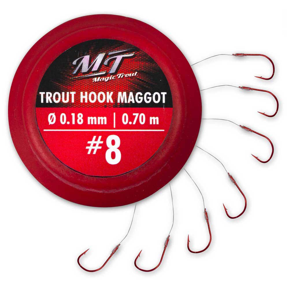 Magic trout 4727002 Trout Maggot Связанные Крючки 70 см Бесцветный Silver 6 