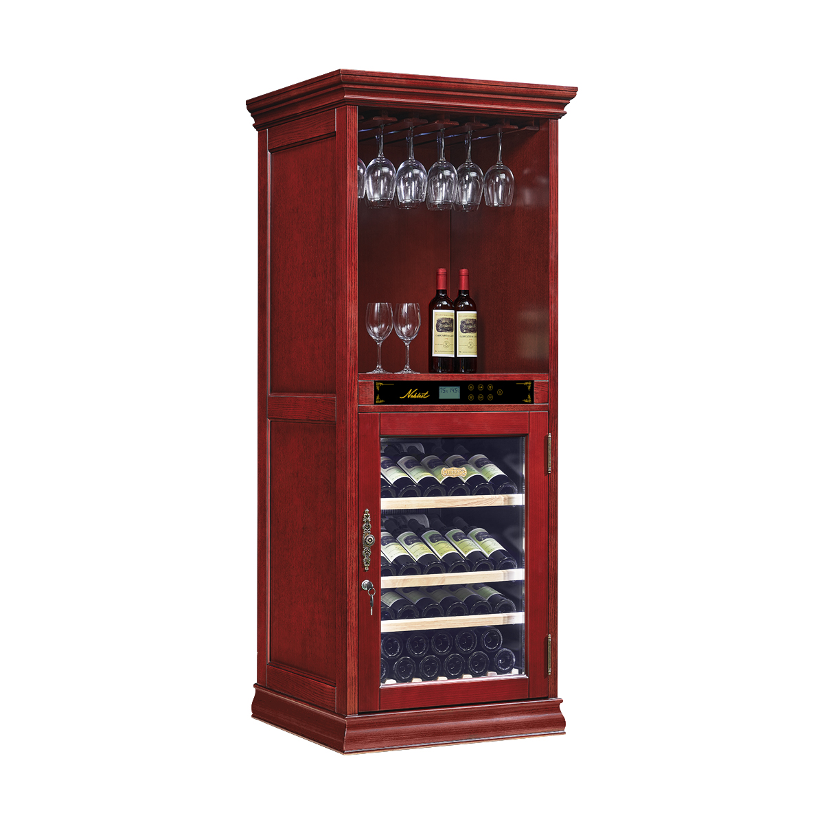 Винный шкаф отдельностоящий с зоной сервировки Libhof Noblest NF-43 Red Wine 750х680х1830мм на 43 бутылки из американского дуба 