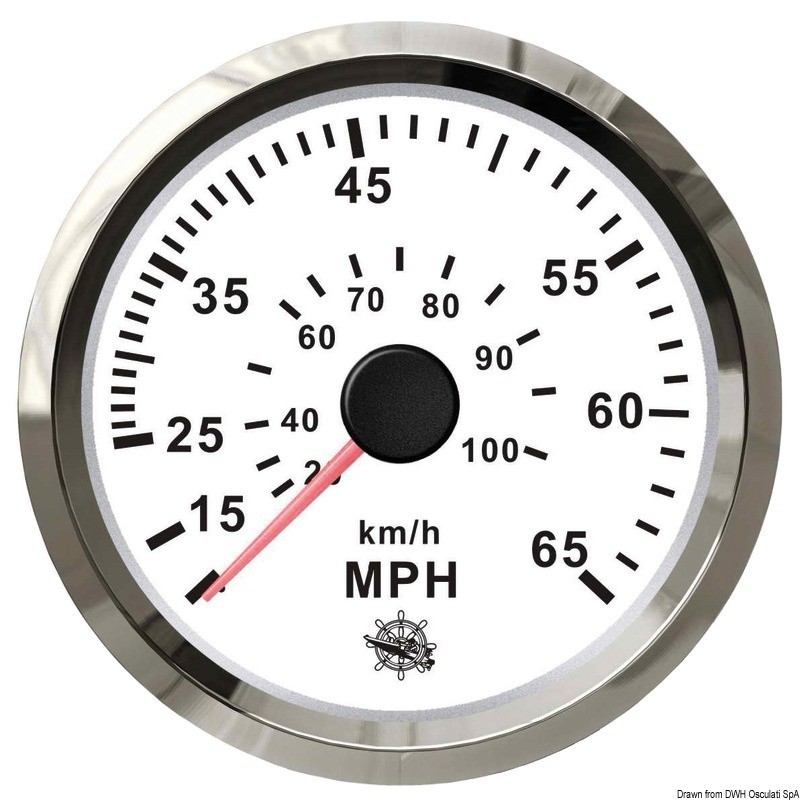 Pitot speedometer 0-65 MPH white/glossy, 27.327.10