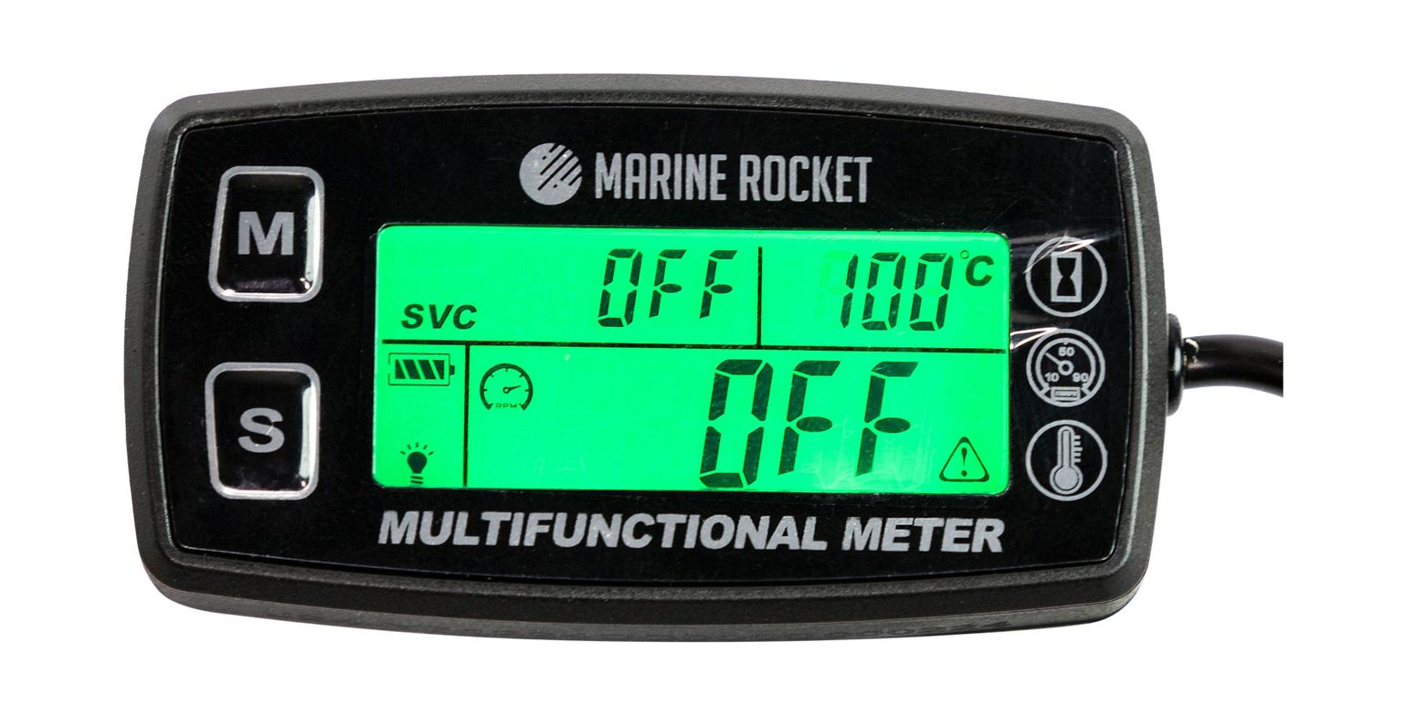 Купить Тахометр универсальный со счетчиком моточасов с подсветкой и сигнализаций температуры Marine Rocket THM501MR 7ft.ru в интернет магазине Семь Футов