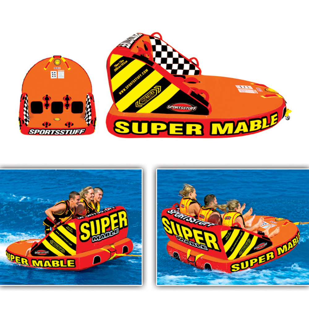 Водный буксируемый баллон трехместный Sportsstuff Super Mable New 53-2223 1900 x 1850 мм оранжевый/желтый/черный