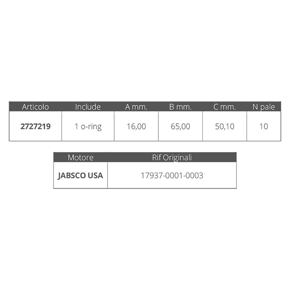 Jabsco 2727219  17937 Оригинальное рабочее колесо Серебристый Black 16 x 65 x 50.1 mm 